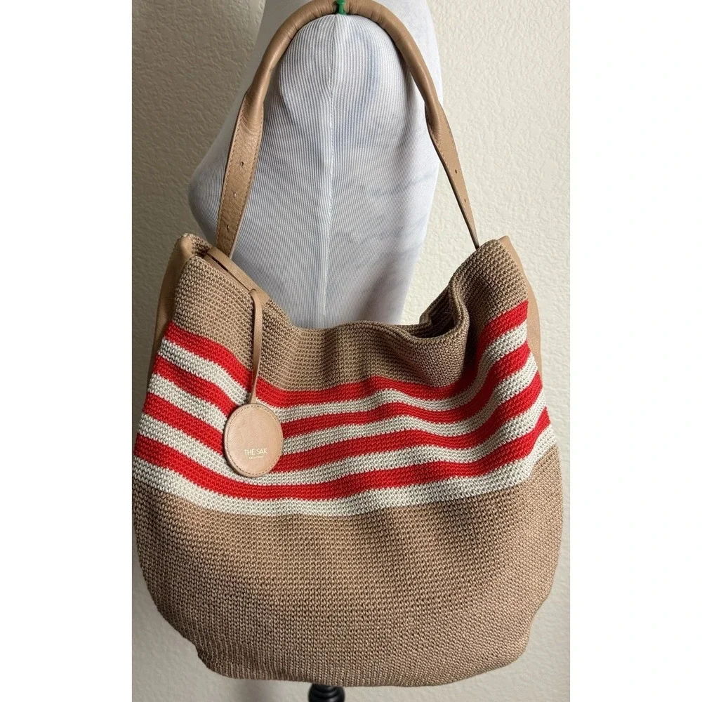 The Sak 120 Crochet Large Hobo Handbag Cabana Stripe Shoulder Bag Beachcore